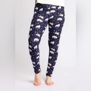 Navy Blue Sloths Tights Light Leggings Loungewear